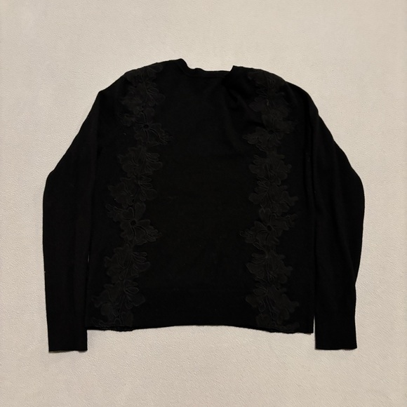 Banana Republic Cardigan Womens Medium Black Merino Wool Floral Grandma Academia - Picture 5 of 6